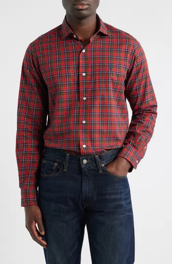 Polo Ralph Lauren Classic Fit Plaid Cotton Twill Button-Up Shirt | Nordstrom | Nordstrom