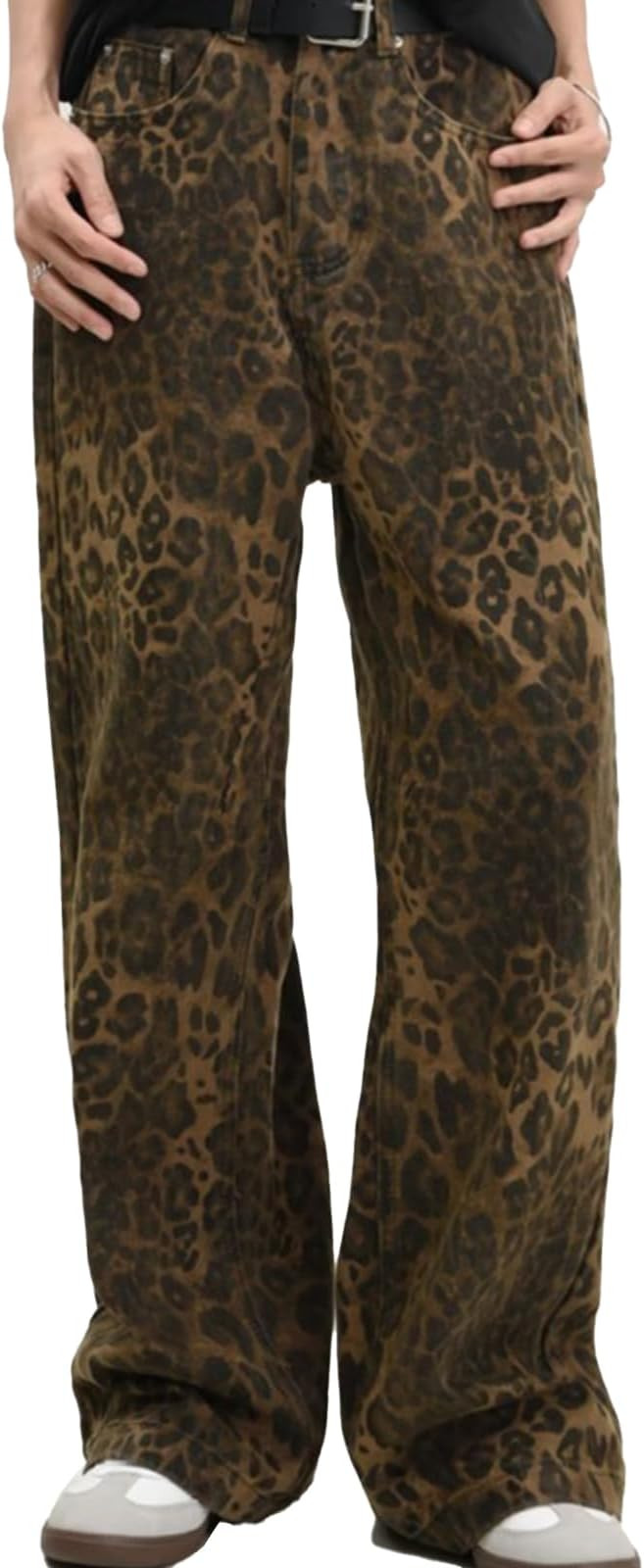 OUGEHOT Leopard Jeans, Cheetah Print Pants, Y2k Retro Casual Straight Baggy Jeans Streetwear Trou... | Amazon (CA)