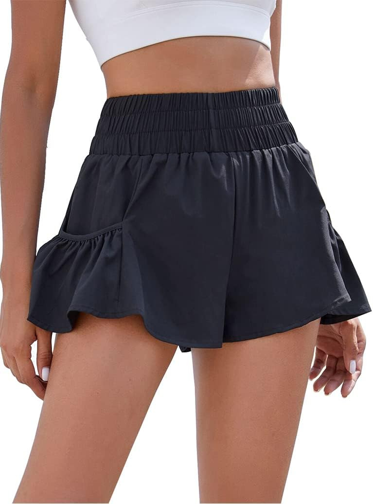 BMJL Womens Athletic Running Shorts 2.5" Flowy High Waisted Ruffle Shorts | Amazon (US)