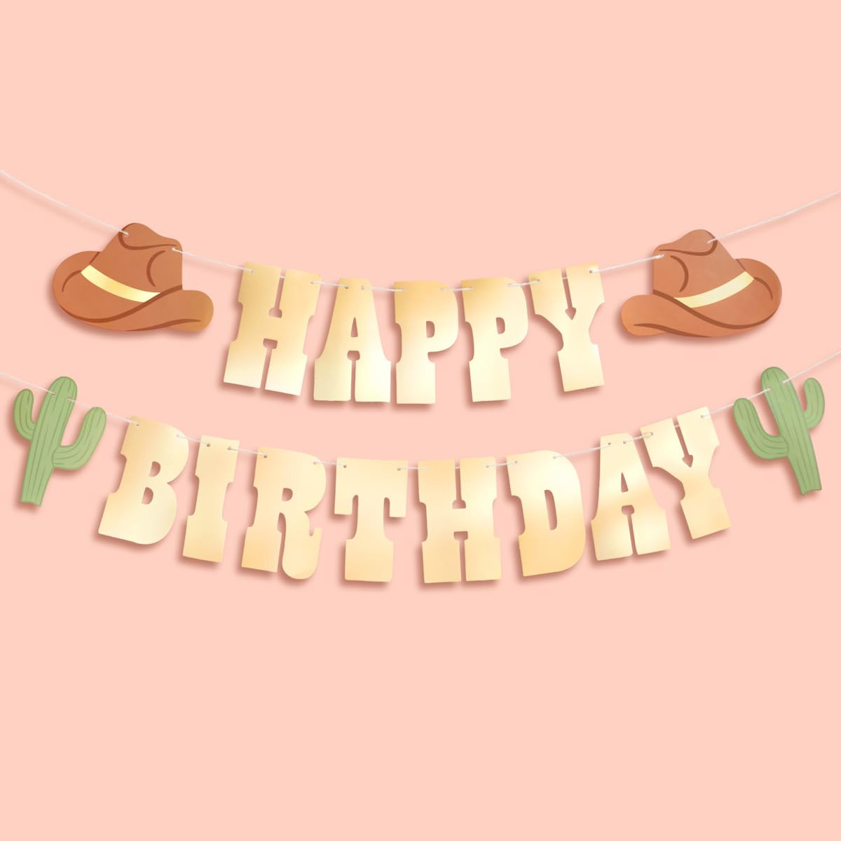 xo, Fetti Western Happy Birthday Gold Foil Banner - 5 Ft. | Cowboy HBD Decorations, Wild West Gar... | Amazon (US)