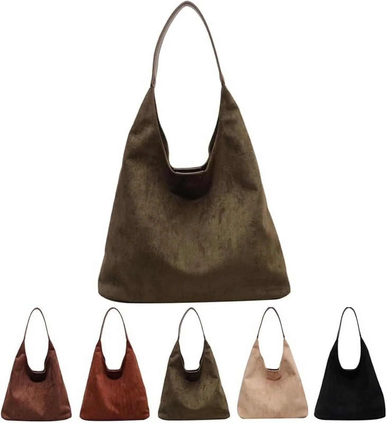 Leather Hobo bags for women suede purse slouchy tote bag brown leather purse suede hobo shoulder ... | Walmart (US)