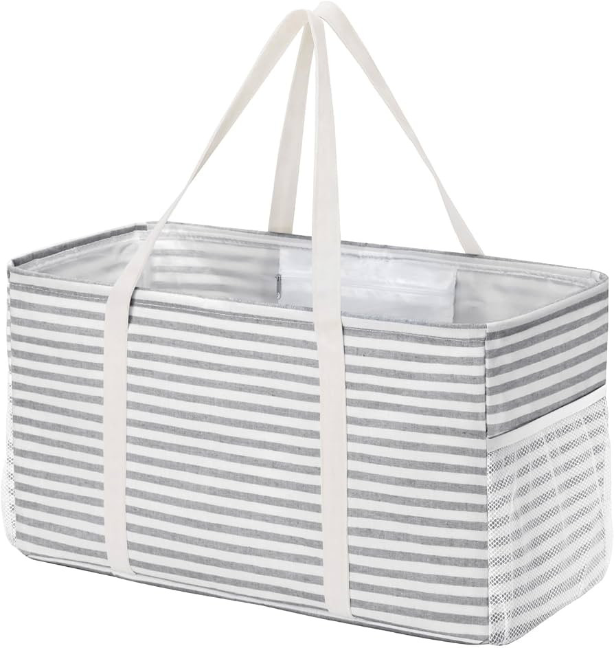 Lifewit Extra Large Tote Bag, Reusable Grocery Bags with Metal Wire Frame and Handles, Standing U... | Amazon (US)
