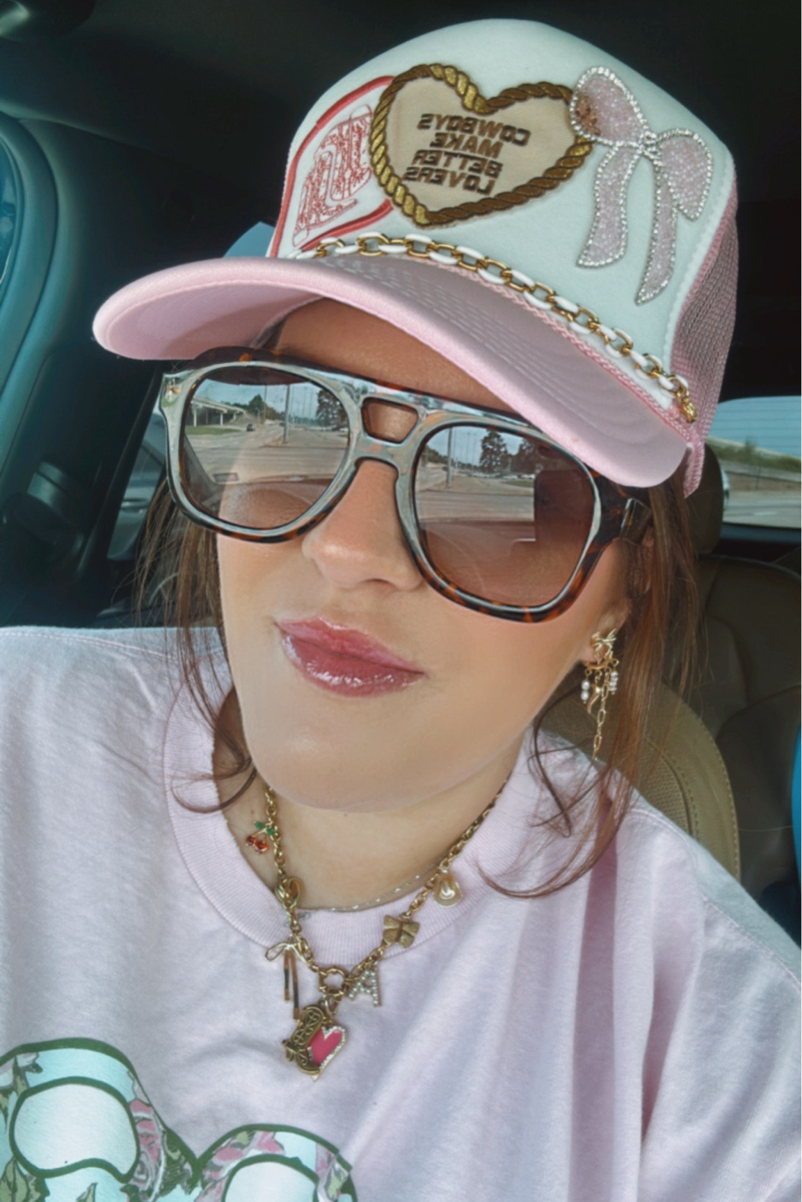 My new fav lip gloss ever thanks to my friend Syd!!! The cherry is what I’m wearing & the vanilla beige is a staple in my purse!!!🍒🤠🎀🤎 
Cap- Cartwright’s western wear on insta 
Charm necklace- sea bones on insta 

#LTKBeauty
