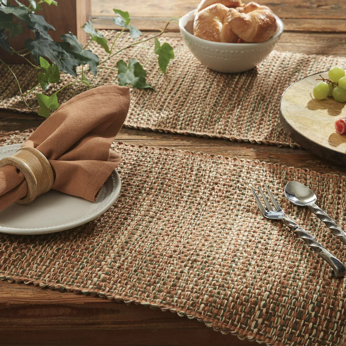 Tweed Table Runner - 54"L - Ginger | River Chic Designs