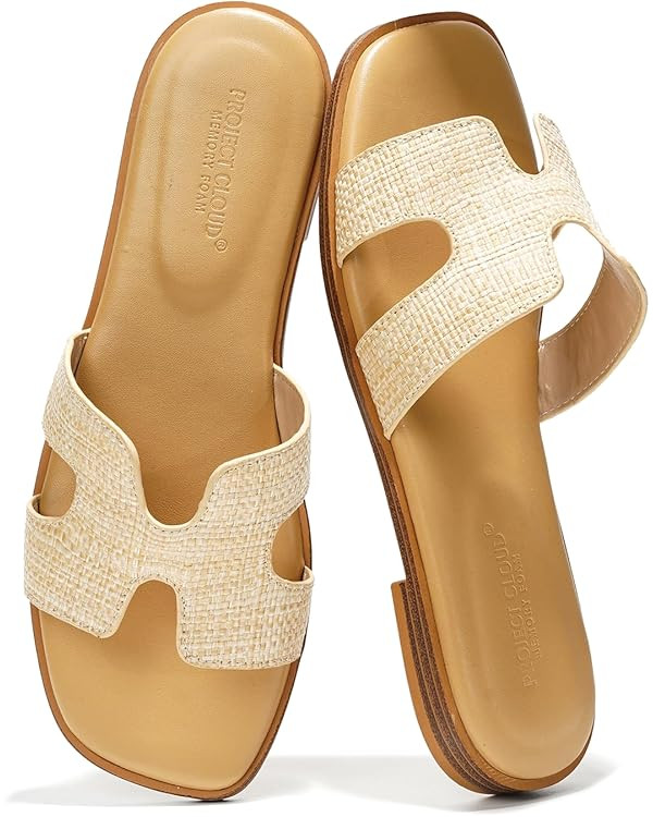 Project Cloud Genuine Leather Summer Sandals for Women 2025 - Fashion Flat Womens Sandals with Me... | Amazon (US)