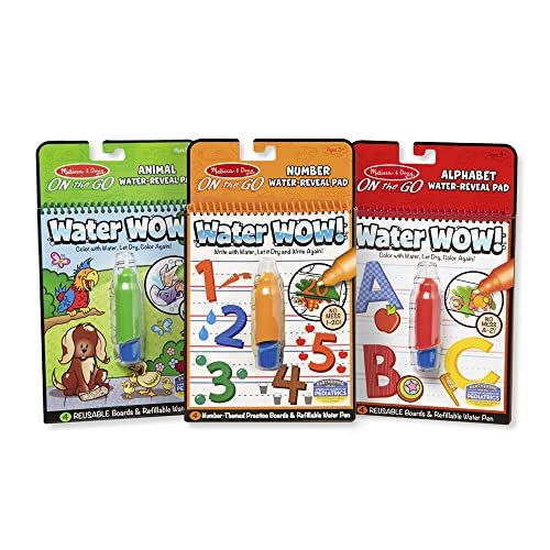 Melissa & Doug On the Go Water Wow! Water-Reveal Activity Pads, 3-pk, Animals, Alphabet, Numbers ... | Amazon (US)