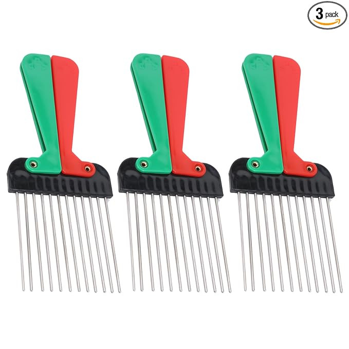 3PCS Metal Pick Comb, Portable Afro Pick Folding Handle Wide Tooth Comb Curly Hair Pick for Woman... | Amazon (US)