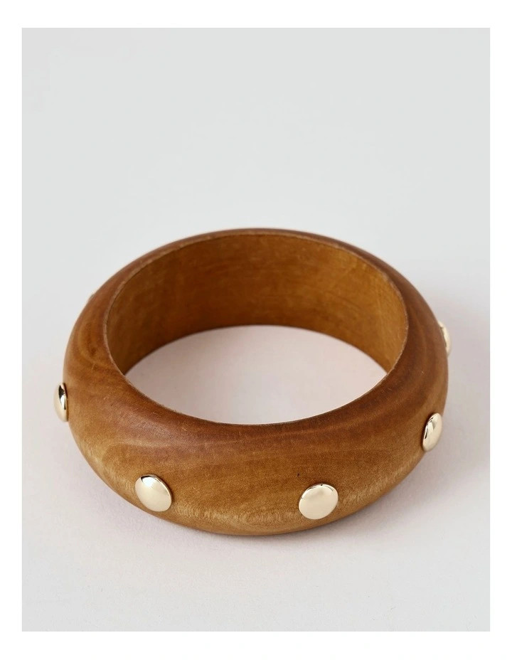 RegattaMini Stud Wooden Bangle Bracelet in Light Brown | Myer