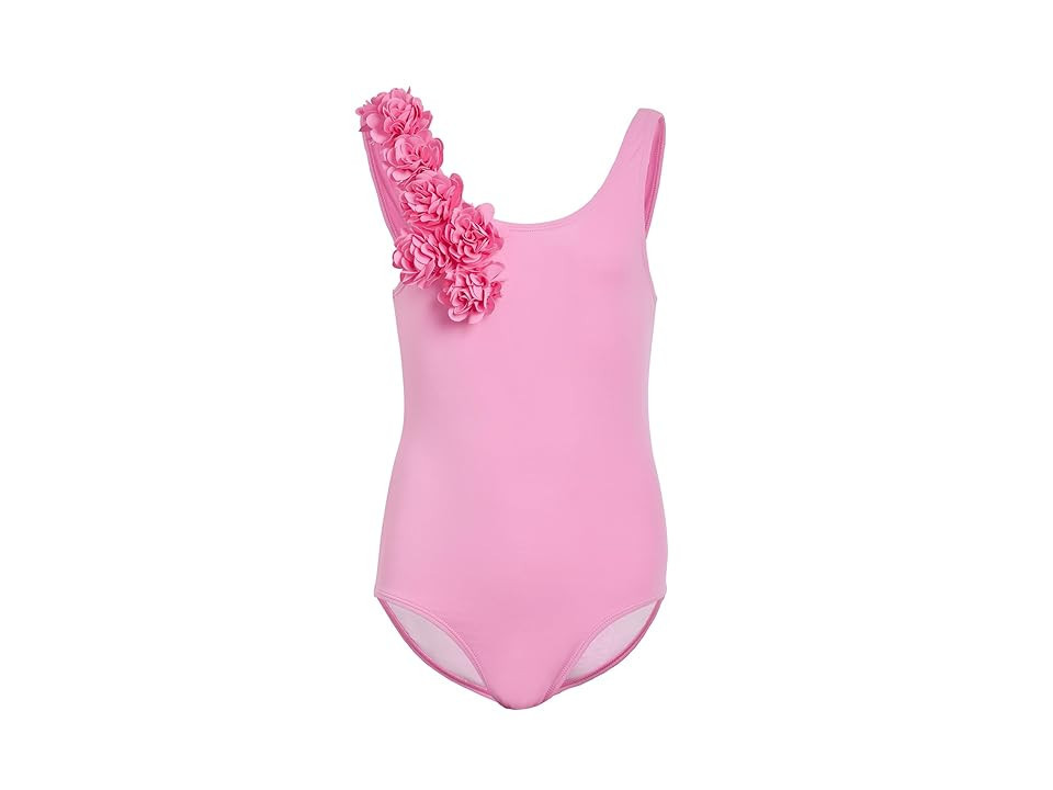 Janie and Jack Flower Onepiece Swim (Toddler/Little Kid/Big Kid) Girl's Swimsuits One Piece Pink : 10 Big Kid, Polyester/Spandex | Zappos