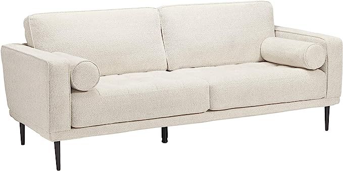 Signature Design by Ashley Caladeron Mid-Century Modern Chenille Upholstered Sofa, Off-White | Amazon (US)