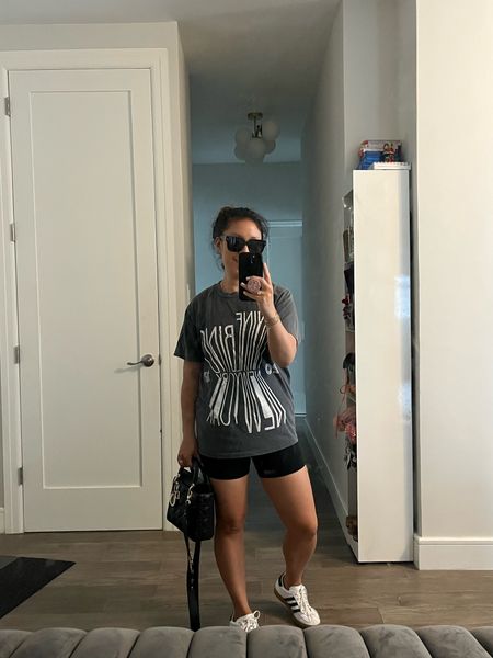 Graphic tee. Athleisure. I’m wearing an xs in the tee and the shorts. Size 6 in the sneakers. I’m anywhere between a 6, 6.5 and 7 in shoes. I opted for the smallest size. They feel a little big, but I wouldn’t size down.

#LTKShoeCrush #LTKSaleAlert #LTKItBag