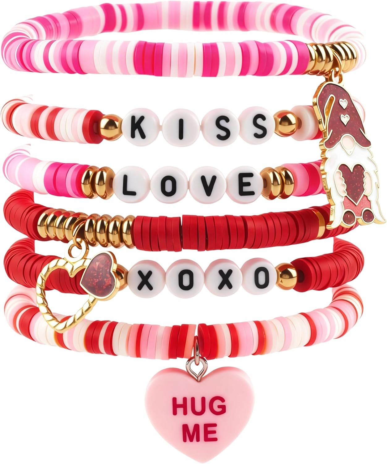 OHOME Valentines Day Outfit Women - 6 Pack Bracelets for Her | Valentines Day Gifts for Her Kids ... | Amazon (US)