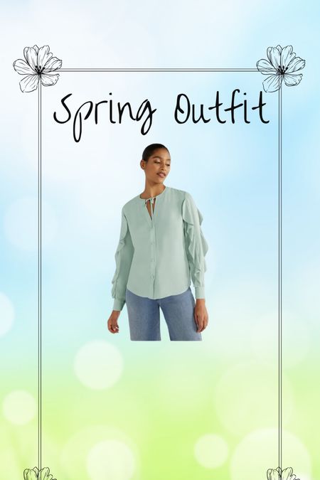 Spring outfit 
Ruffle sleeve blouse 

#LTKfindsunder50 #LTKworkwear