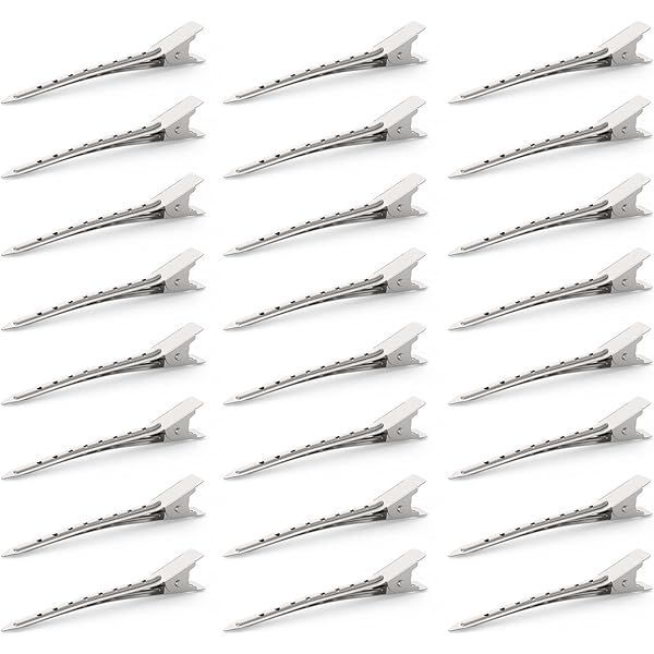 24 Packs Duck Bill Clips, Bantoye 3.5 Inches Rustproof Metal Alligator Curl Clips with Holes for Hai | Amazon (US)