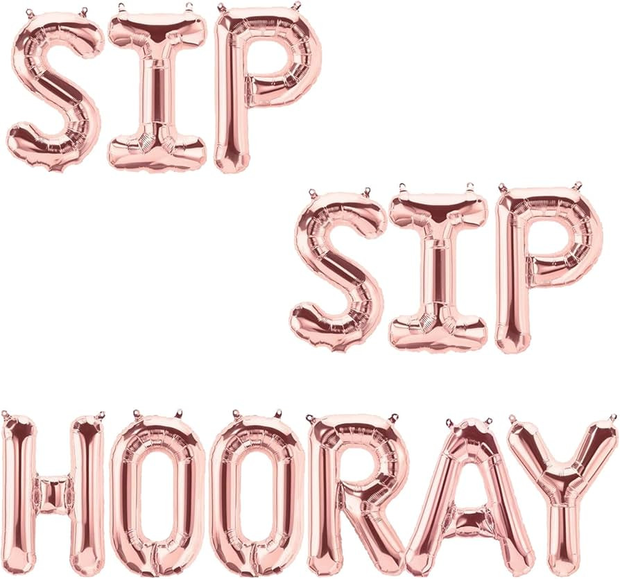 Bachelorette Party Supplies - Rose Gold Sip Sip Hooray Balloon Banner for Brunch Bridal Shower We... | Amazon (US)