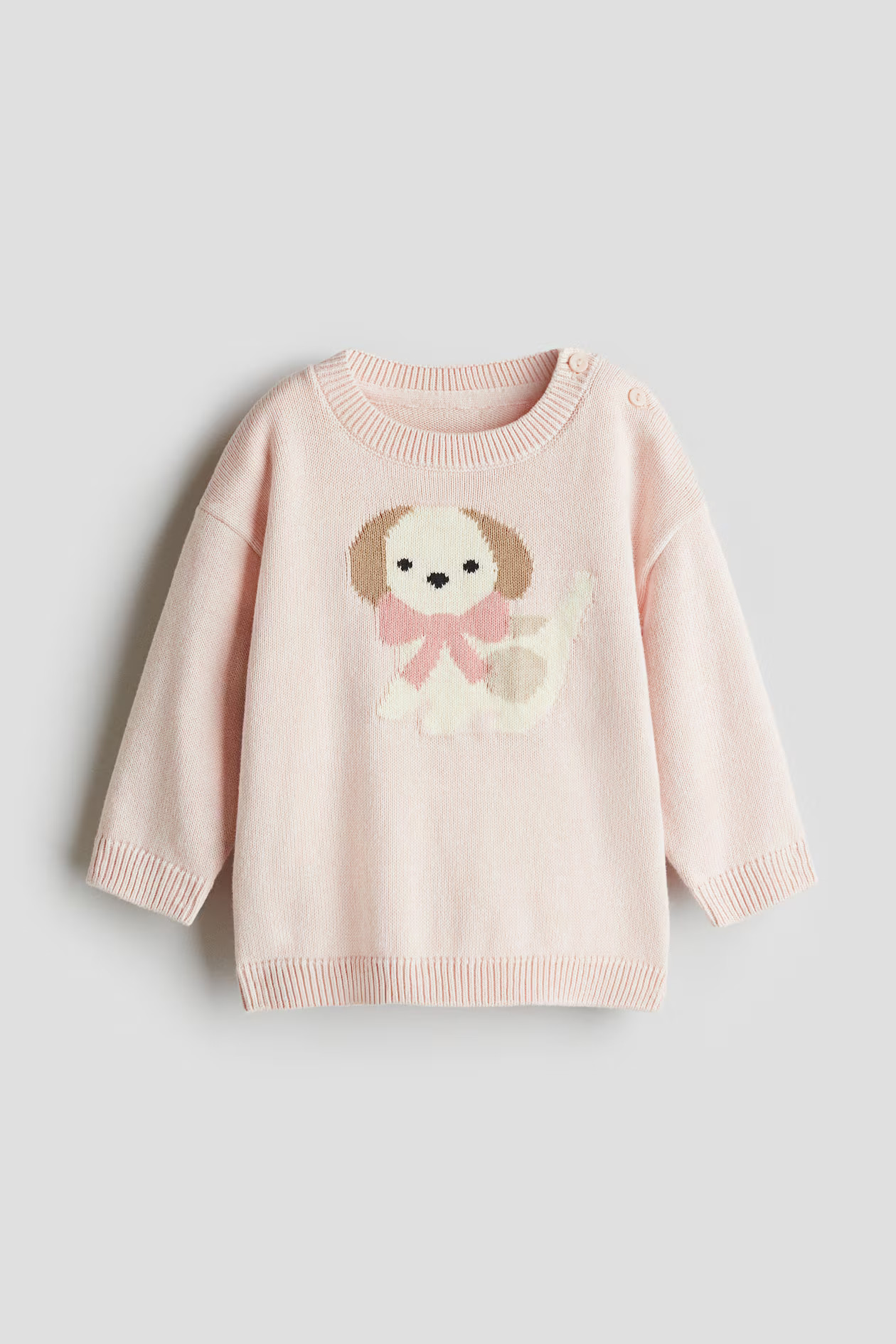 Jacquard-Knit Sweater - Light pink/dog - Kids | H&M US | H&M (US + CA)