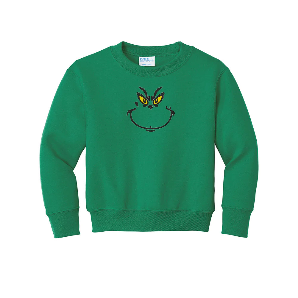 Kids Embroidered Grinch Crewneck Sweatshirt | United Monograms