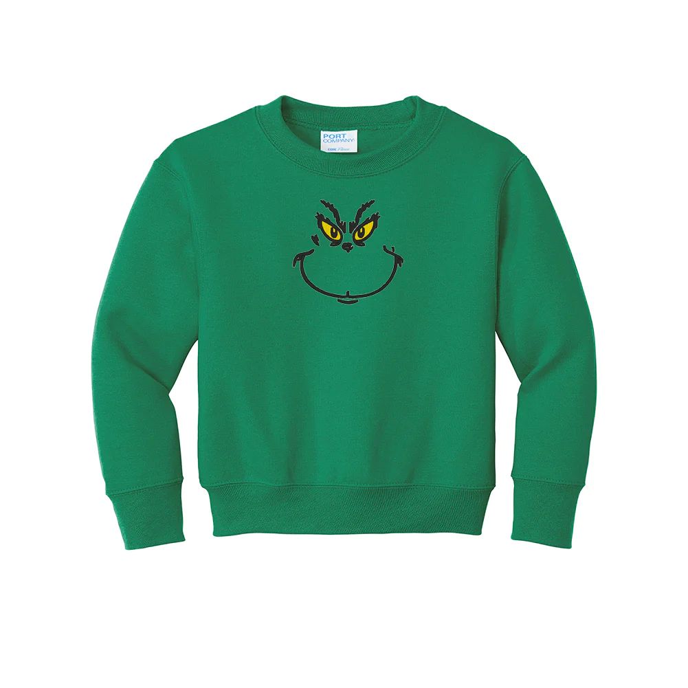 Kids Embroidered Grinch Crewneck Sweatshirt | United Monograms