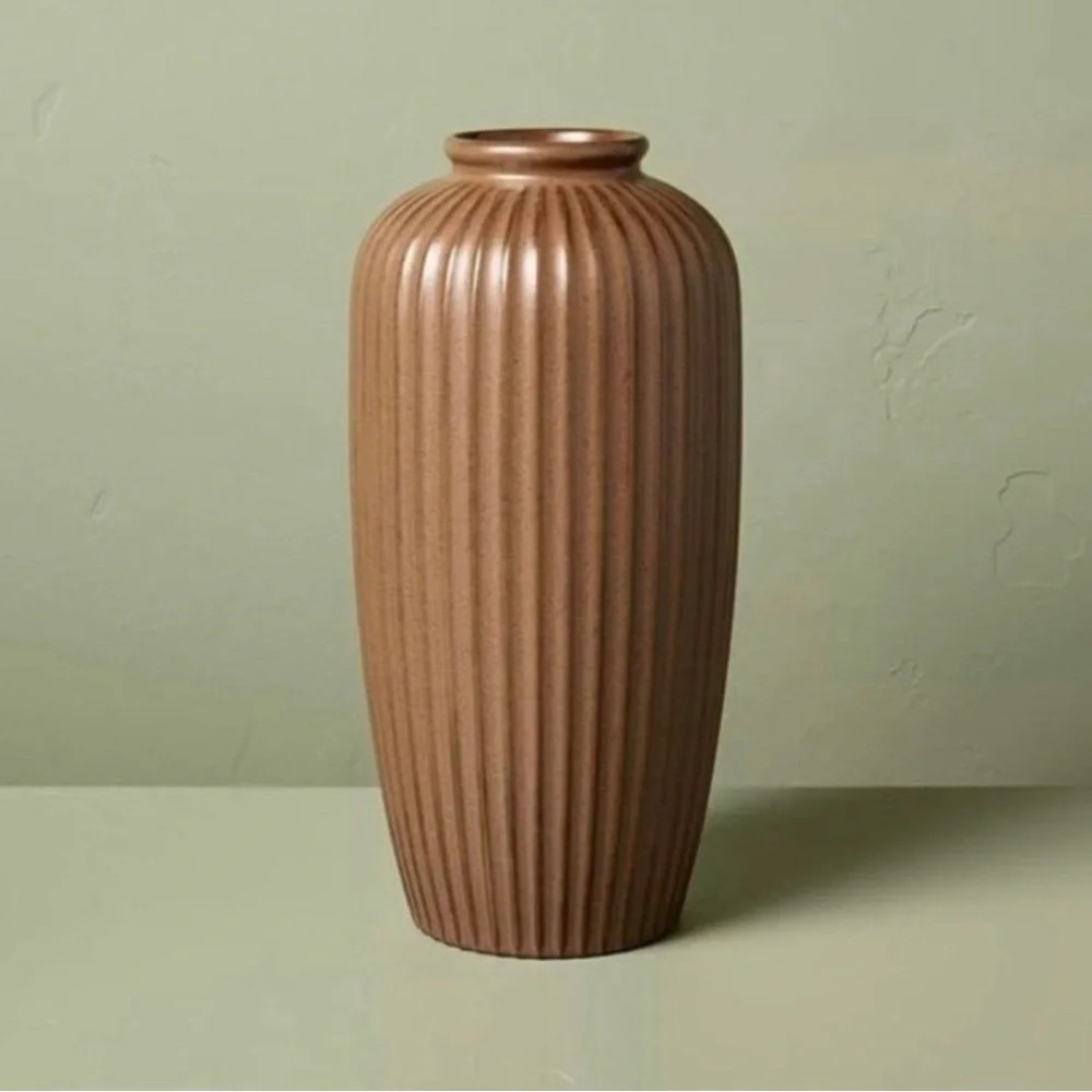 12" Fluted Ceramic Tapered Vase Vintage Brown - Hearth & Hand™ with Magnolia | Poshmark