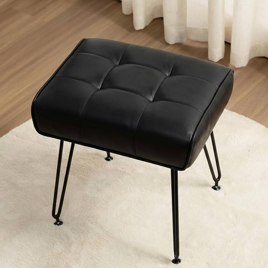 EBENCHICO PU Leather Vanity Stools, Vanity Stool Chairs for Makeup Faux Leather Foot Stools Ottom... | Amazon (US)