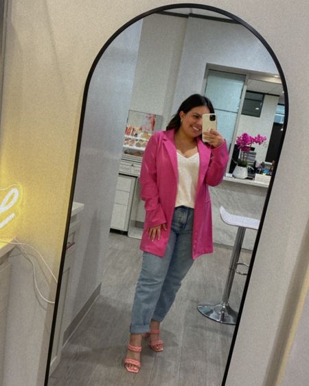 Galentine’s Day Look
Pink Blazer
Pink heels 
Spring look 
Work look with jeans 
Amazon mirror 

#LTKSeasonal #LTKGiftGuide #LTKsalealert