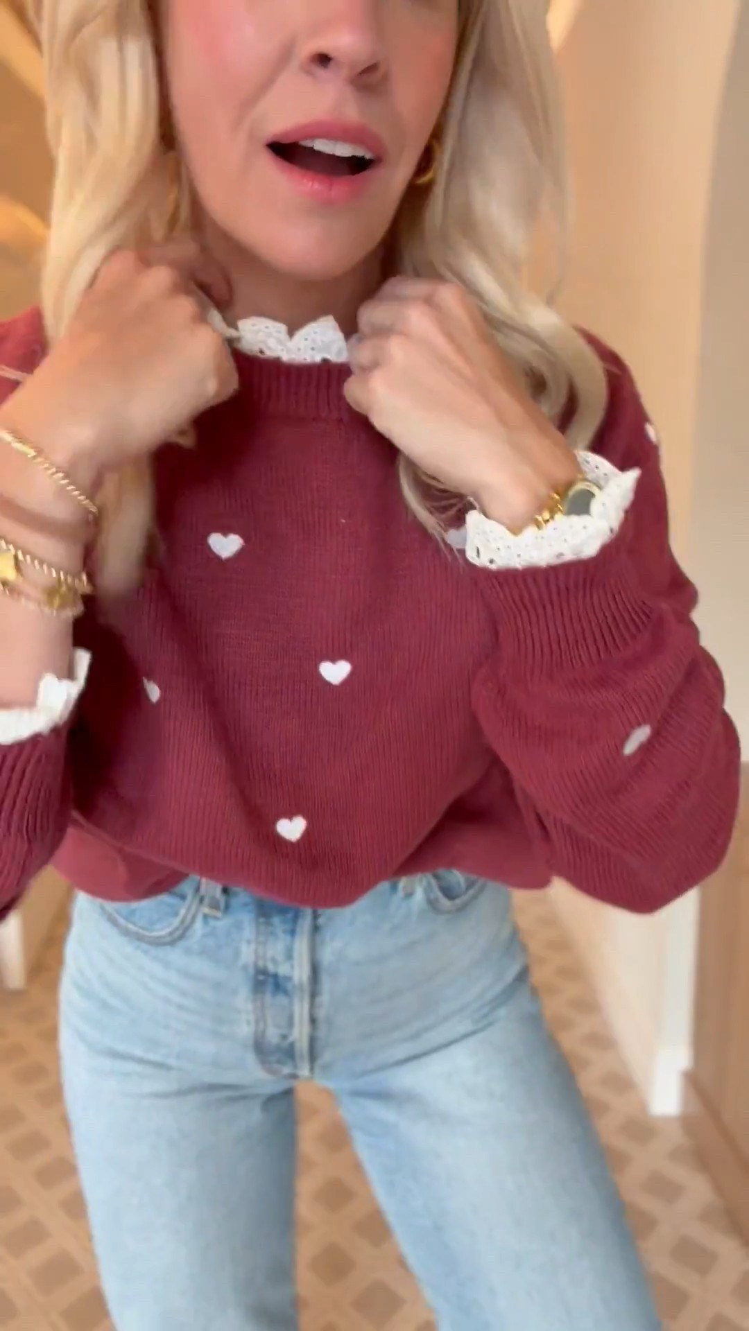 I had this sweater in a neutral color so when I saw it in this Valentine’s Day one I wanted to try it!

#LTKFindsUnder50 #LTKootd #LTKFindsUnder100