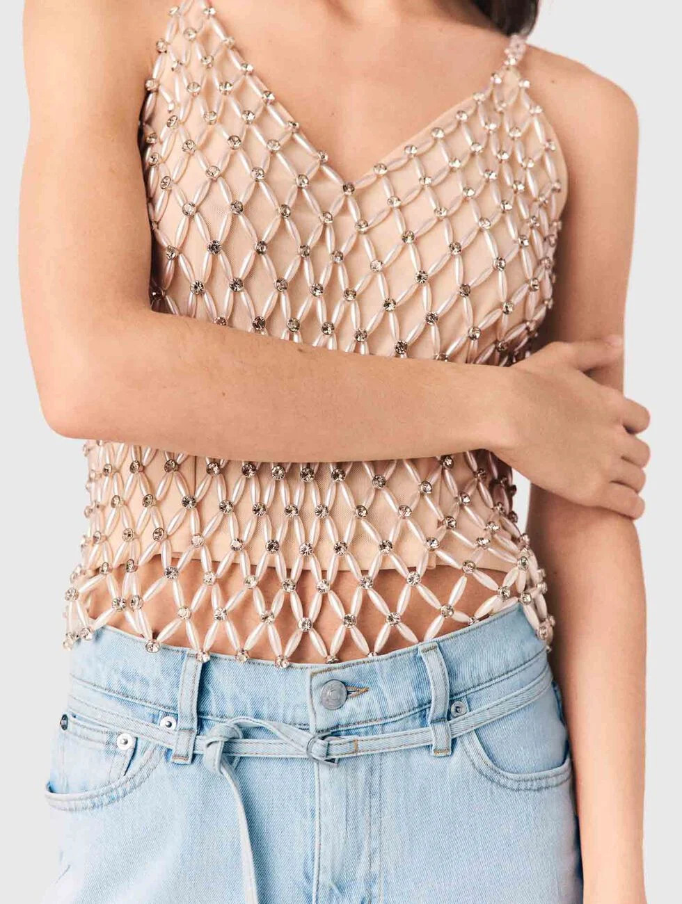 Beaded top with lining White for Women | Maje | Maje US