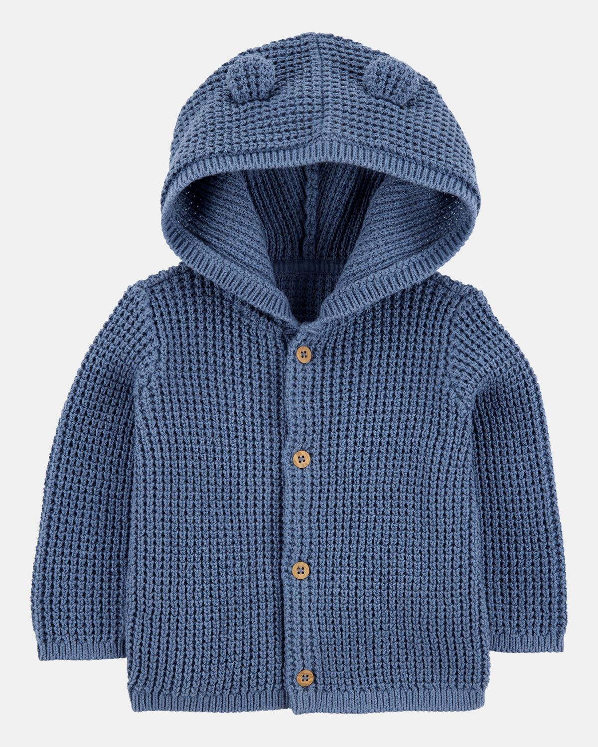 Baby Hooded Waffle Knit Cardigan - Navy Blue | Carter's Inc