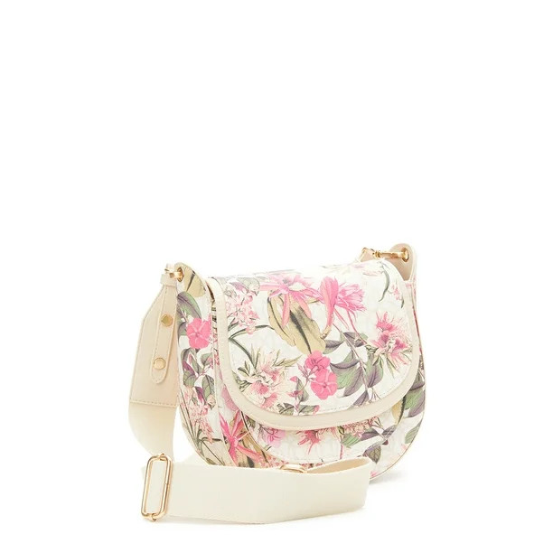 Time and Tru Women's Riverdale Print Crossbody Saddle Bag | Walmart (US)