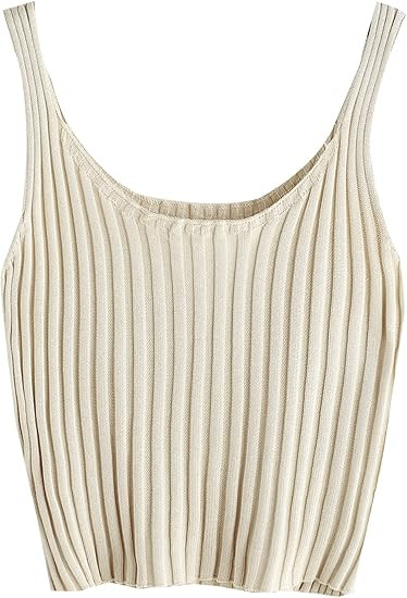 SweatyRocks Women's Ribbed Knit Crop Tank Top Spaghetti Strap Camisole Vest Tops | Amazon (US)