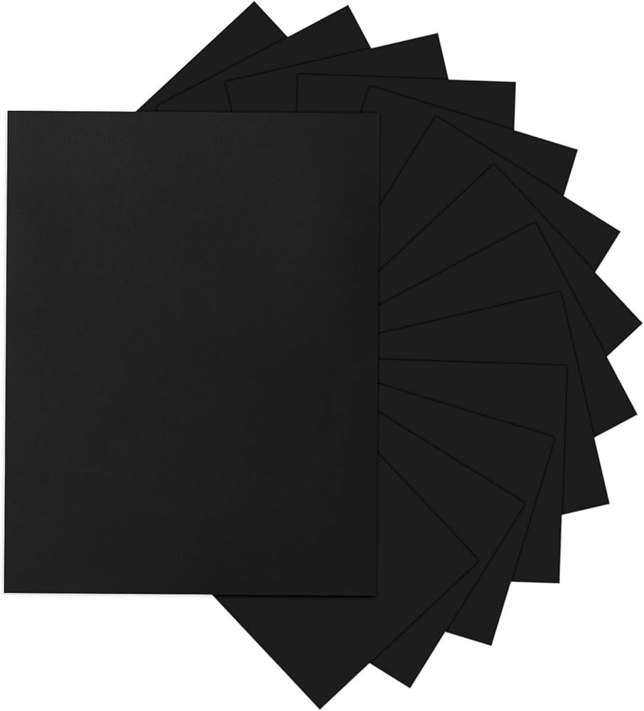 24 Sheets Black Cardstock 8.5 x 11 Black Paper, Goefun 80lb Card Stock Printer Paper for Hallowee... | Amazon (US)