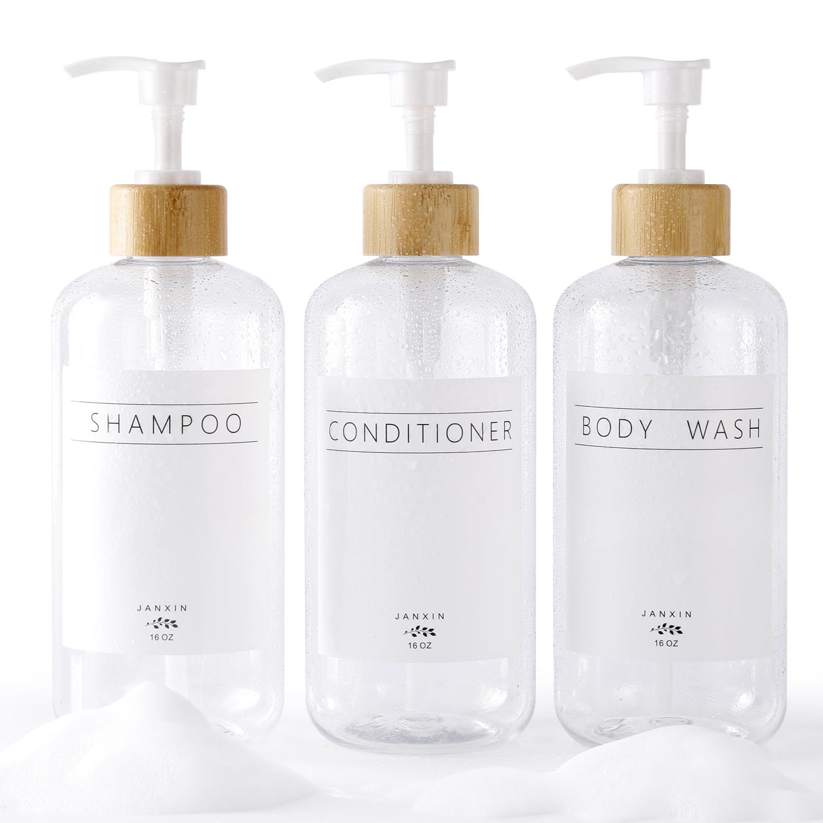 Janxin Shampoo and Conditioner Dispenser Set of 3,Modern Refillable 16oz Shampoo and Conditioner ... | Amazon (CA)