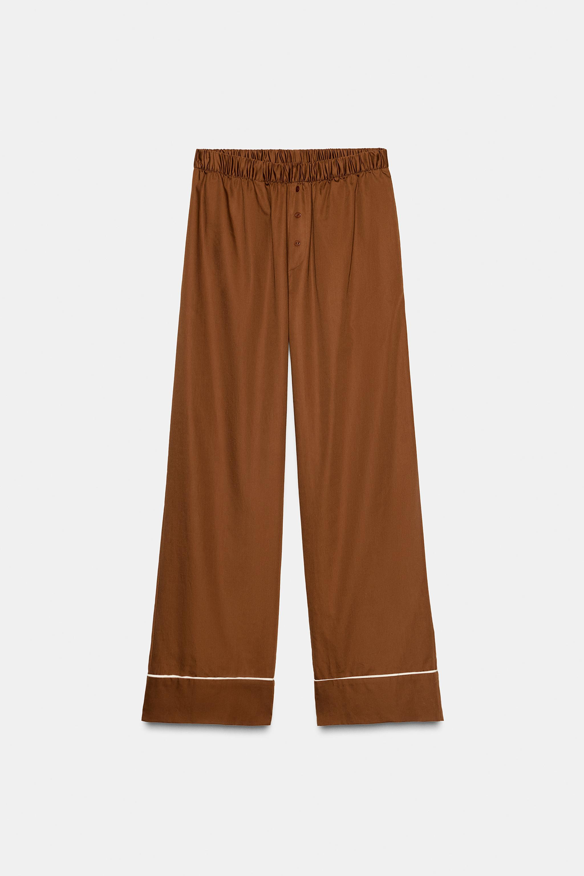 CONTRAST POPLIN PAJAMA PANTS | Zara US