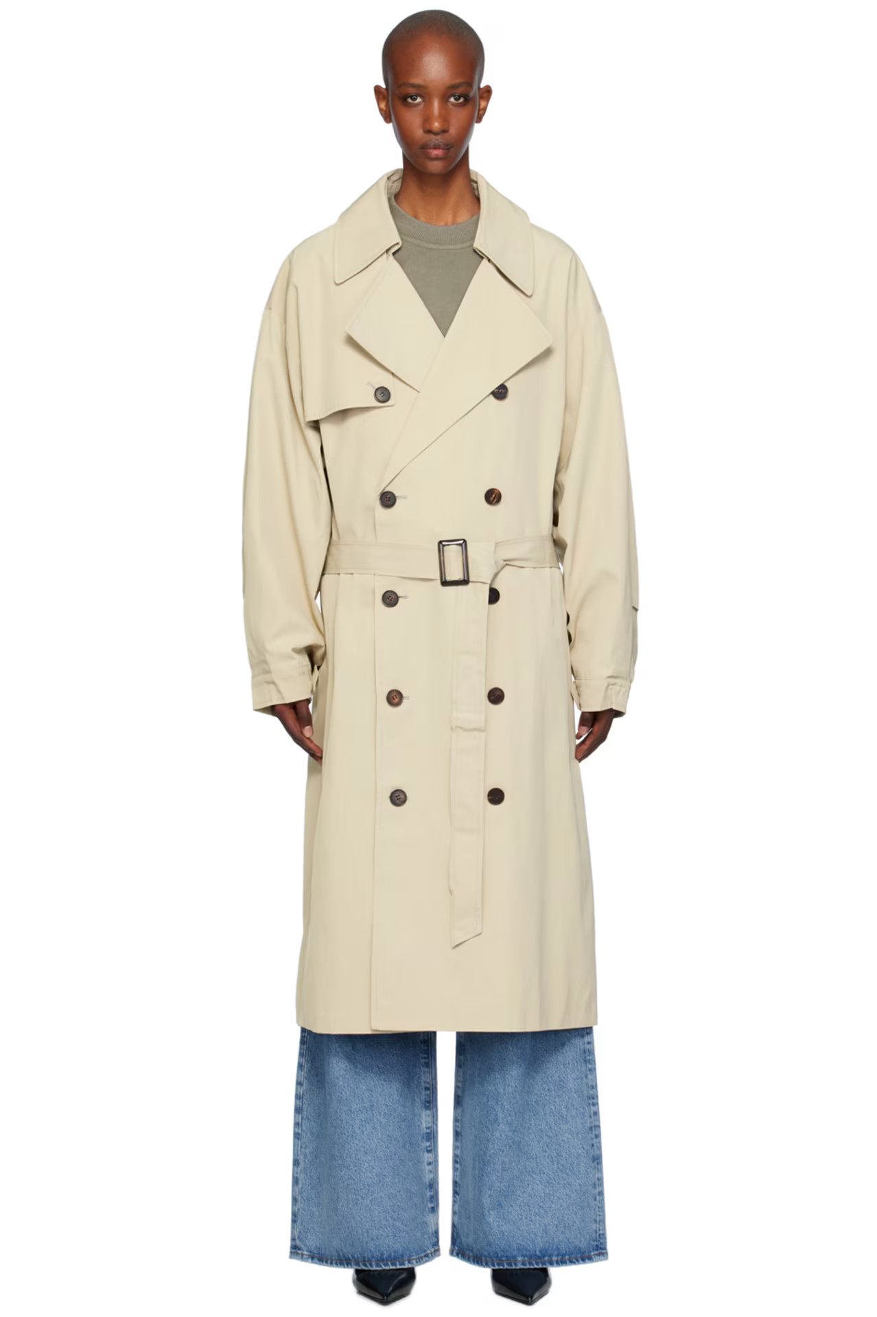 The Frankie Shop - Beige Mavis Oversized Trench Coat | SSENSE