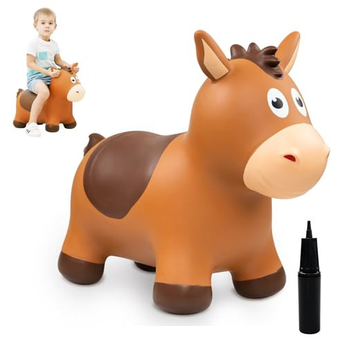 ZOOJOY Bouncy Horse Hopping Toys, Inflatable Animal Horse Toys for Toddlers 1-3, Outdoor Indoor Bounce and Ride On Bouncer for Boys Girls, Birthday Gifts for 18 Months 2 3 4 5 6 Year Old with Pump | Amazon (US)