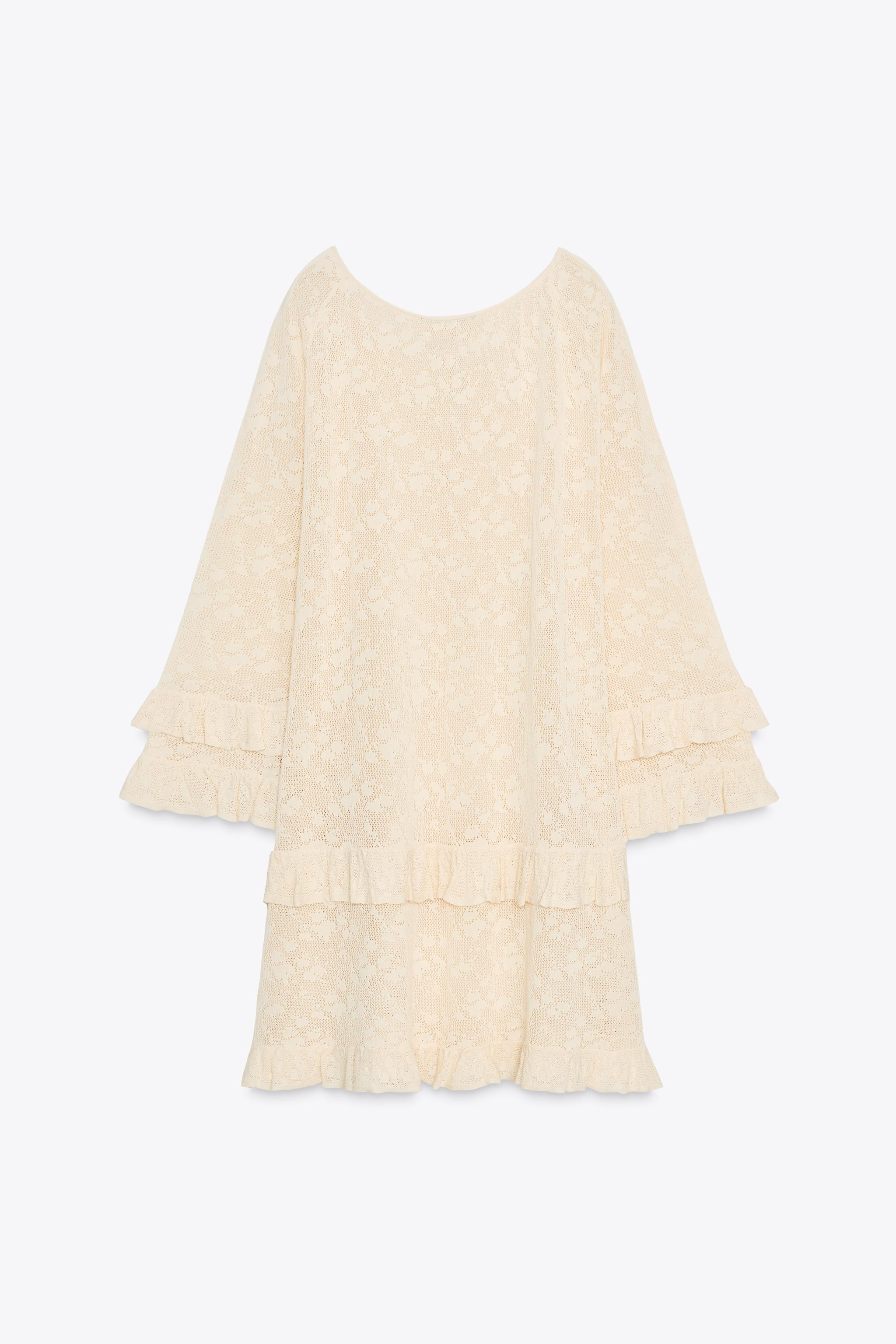 POINTELLE KNIT RUFFLE DRESS | Zara US