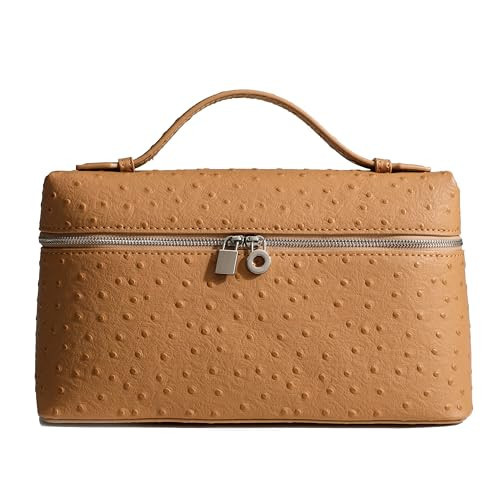 Rejolly L27 Large Top-Handle Pouch Bag for Women Ostrich Leather Shoulder Crossbody Handbag Quiet Luxury Trendy Designer Purse Light Brown | Amazon (US)