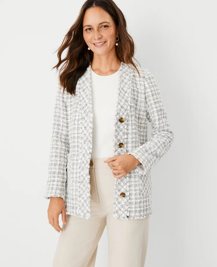 Fringe Tweed Cardigan Jacket | Ann Taylor (US)