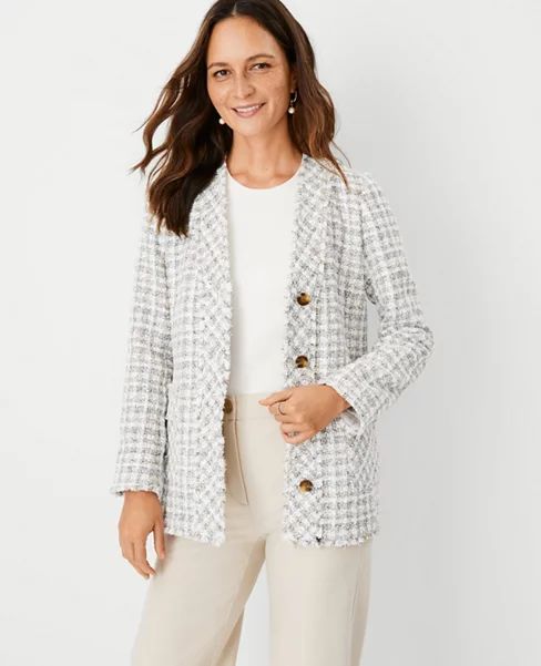 Fringe Tweed Cardigan Jacket | Ann Taylor (US)