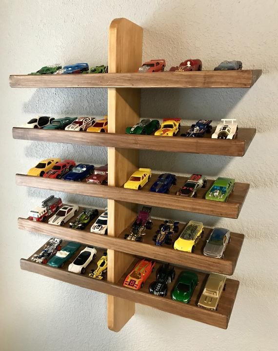 hot wheels wooden storage shelf