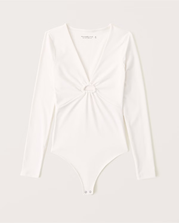 Long-Sleeve Seamless Fabric Keyhole Bodysuit | Abercrombie & Fitch (US)