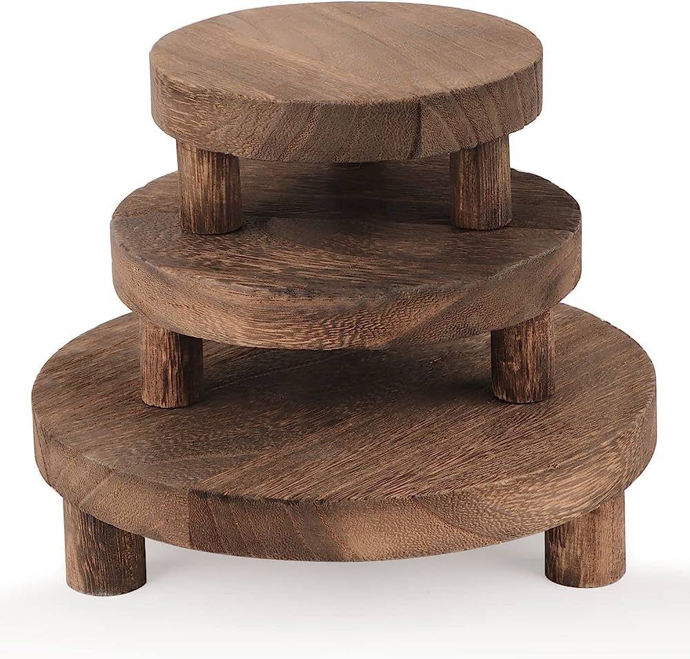 3PCS Wooden Display Riser for Display,Round Display Stand,Wood Riser Pedestal Stand for Home Deco... | Amazon (US)