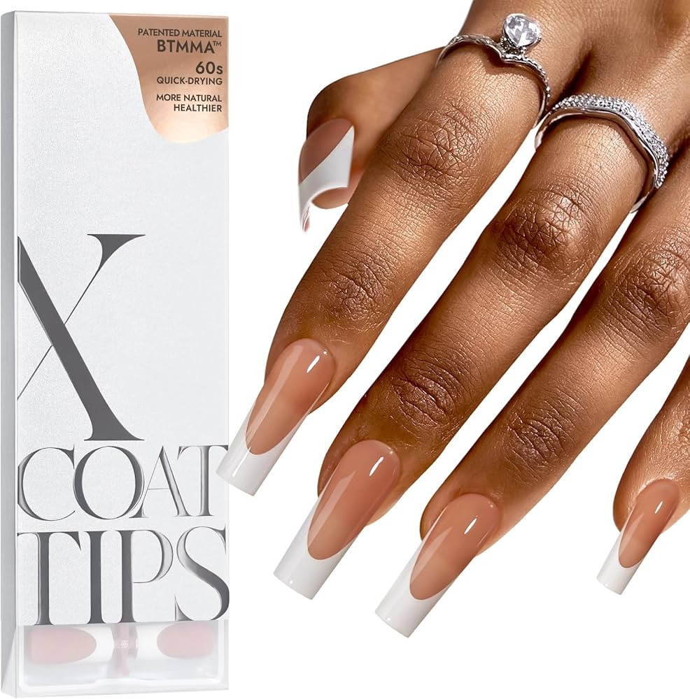 BTArtboxnails XCOATTIPS French Tip Nails - Extra Long Press On Nails, 160Pcs Brown Soft Gel Nail ... | Amazon (US)