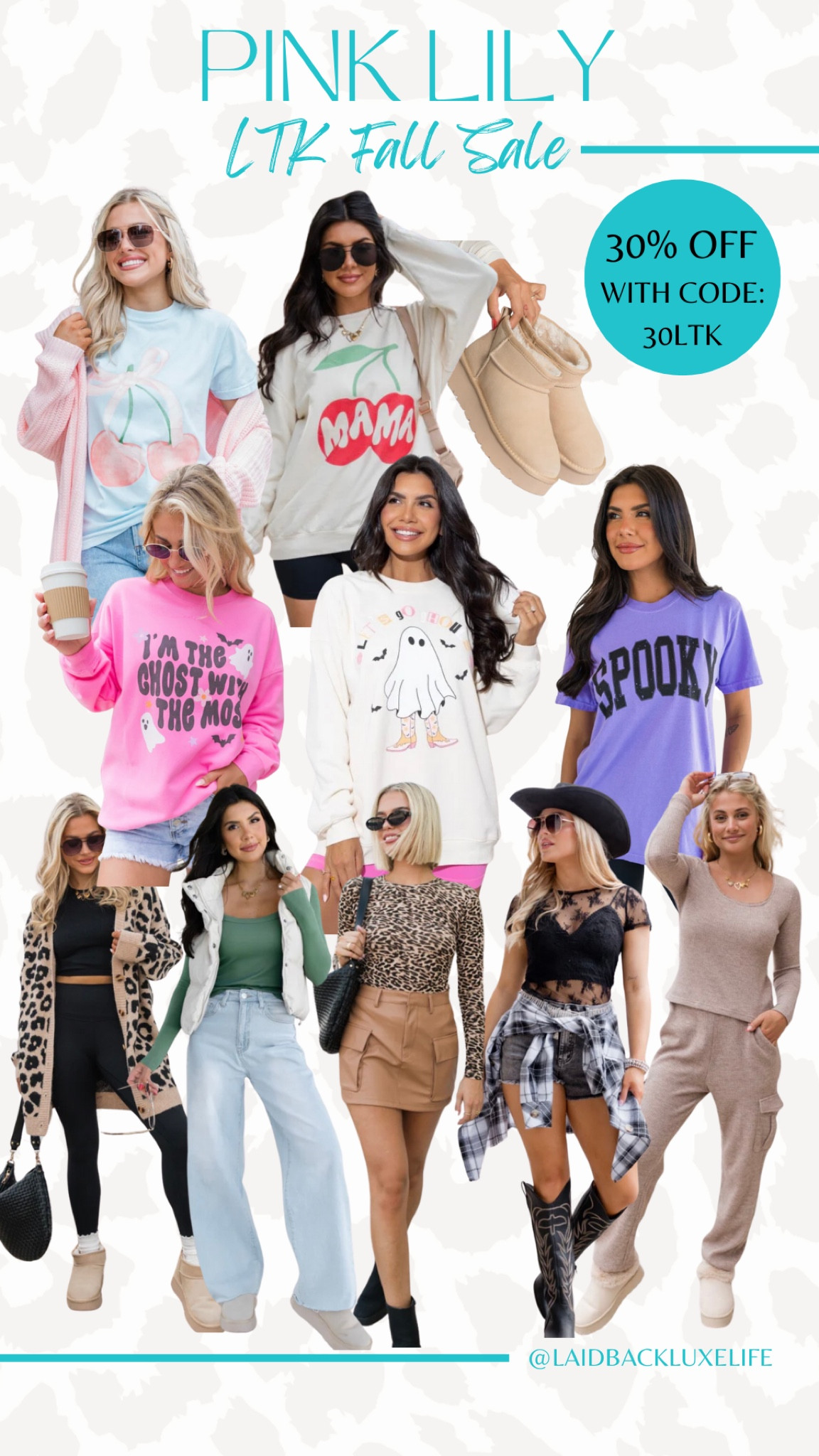Pink Lily Sale, LTK Fall Sale 9/26-9/29, use code 30LTK for 30% off during checkout, leopard trend, leopard cardigan, graphic sweatshirt, Halloween shirt, plaid, puffer vest, lace top, jeans, #LaidbackLuxeLife

Follow me for more fashion finds, beauty faves, lifestyle, home decor, sales and more! So glad you’re here!! XO, Karma

#LTKFindsUnder50 #LTKStyleTip #LTKFallSale