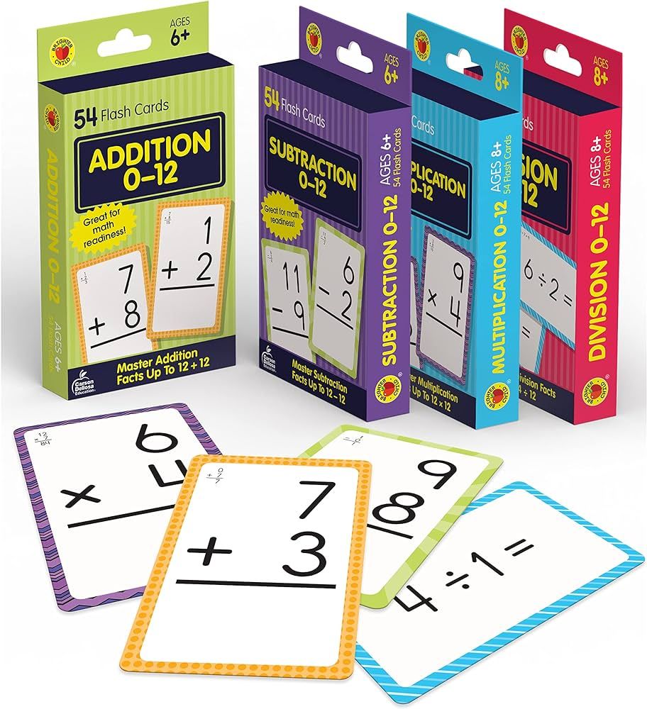 Carson Dellosa 4-Pack Math Flash Cards for Kids Ages 4-8, 211 Addition and Subtraction Flash Card... | Amazon (US)