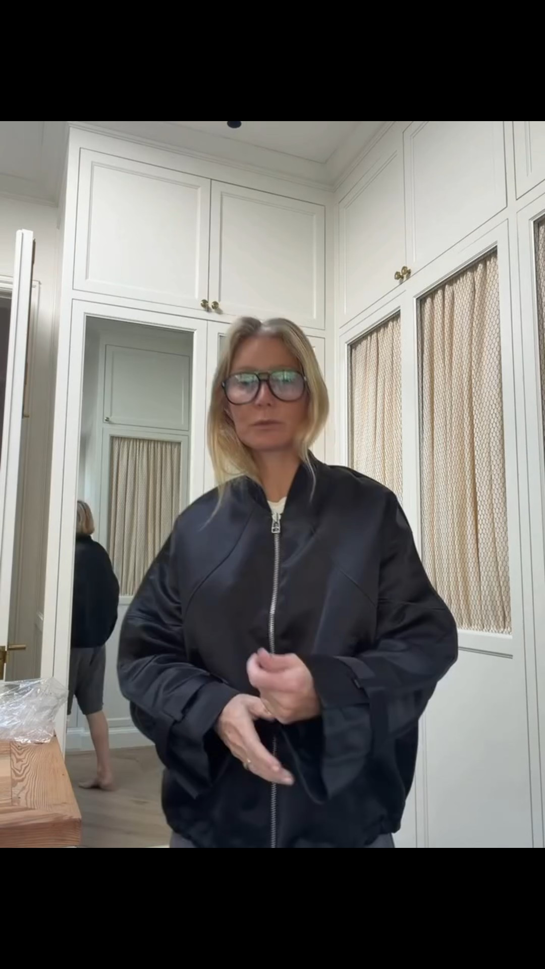 Gwyneth Paltrow's sports Bomber
Wear the sleeves long or scrunch them up—those adjustable tabs will cinch the cuffs