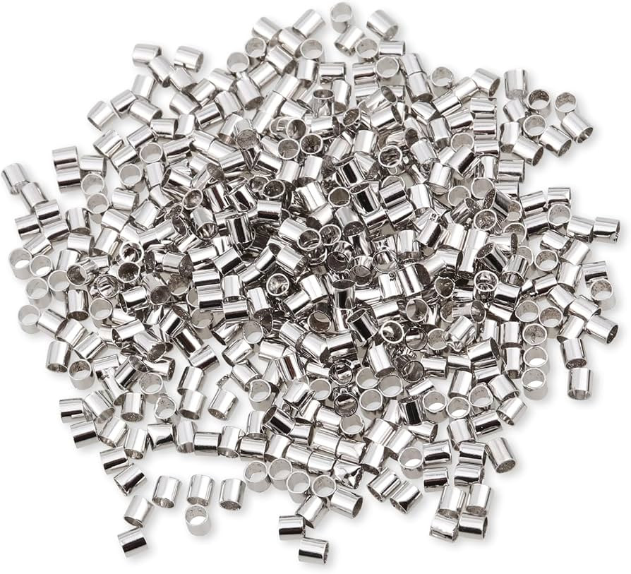 500 Pcs Crimp Beads for Jewelry Making - 18K Platinum Plated Brass 2x2 mm Crimping Beads, Column ... | Amazon (US)