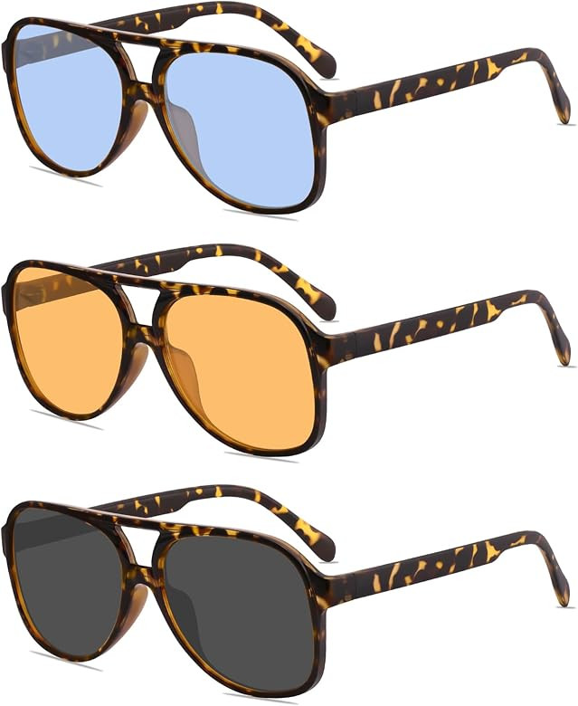 YDAOWKN Retro Aviator Sunglasses for Womens Mens Large Frame Classic 70s Vintage Sunglasses Aviat... | Amazon (US)