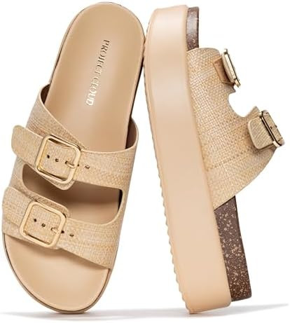 Project Cloud Platform Sandals Women - Plush & Soft Insole Wedge Slides for Women Footwear - Beac... | Amazon (US)