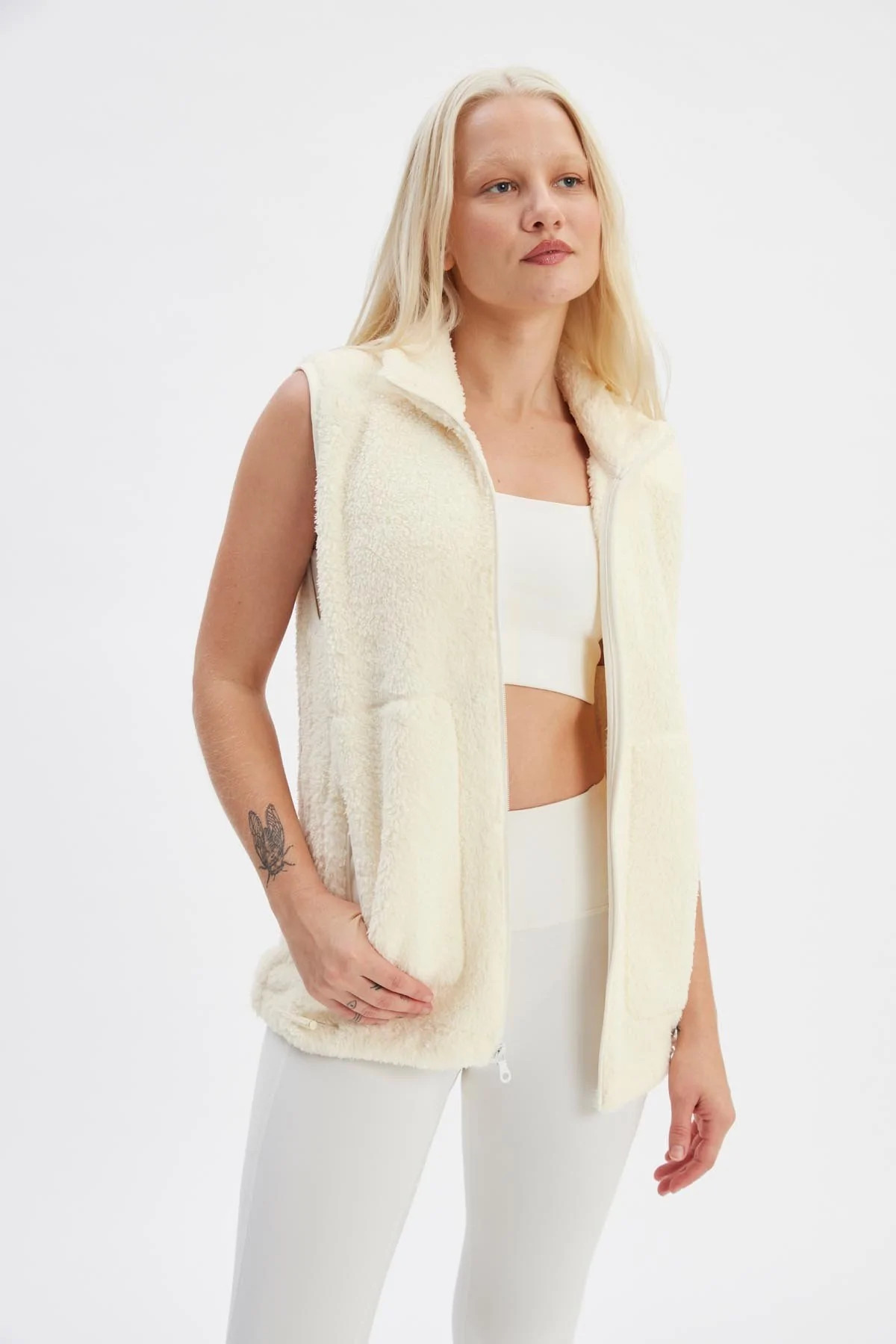 White Recycled Fleece Vest | Girlfriend Collective
